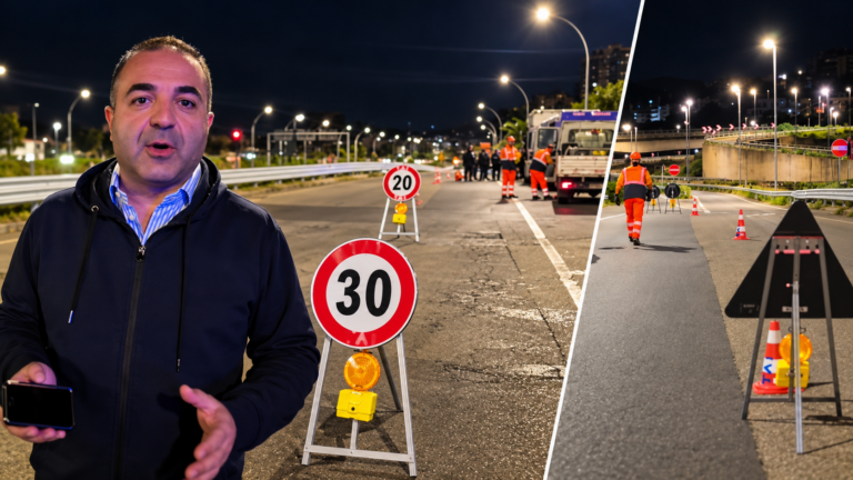 Reggio Calabria, scattano i lavori notturni sulle Bretelle del Calopinace: le immagini in diretta, “è iniziata la riqualificazione totale” | VIDEO