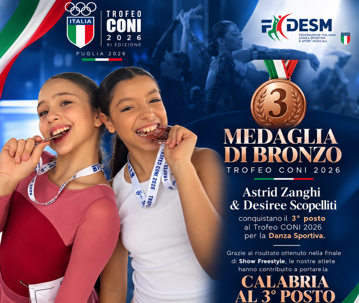 medaglia di bronzo royal dance calabria al trofeo coni