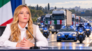meloni polizia scorta tir in protesta
