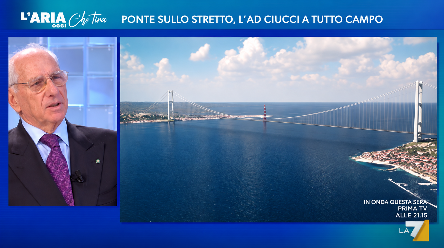 pietro ciucci su La7 parla del ponte sullo stretto