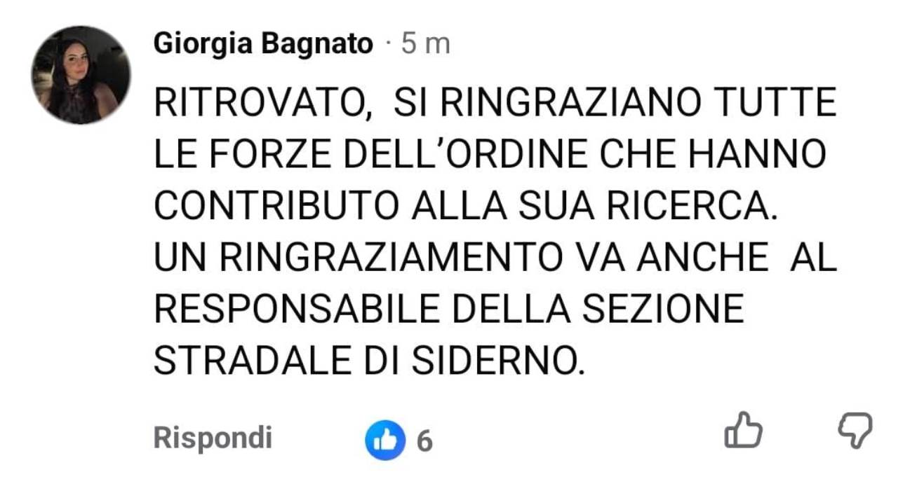 post social ritrovamento anziano disperso aspromonte