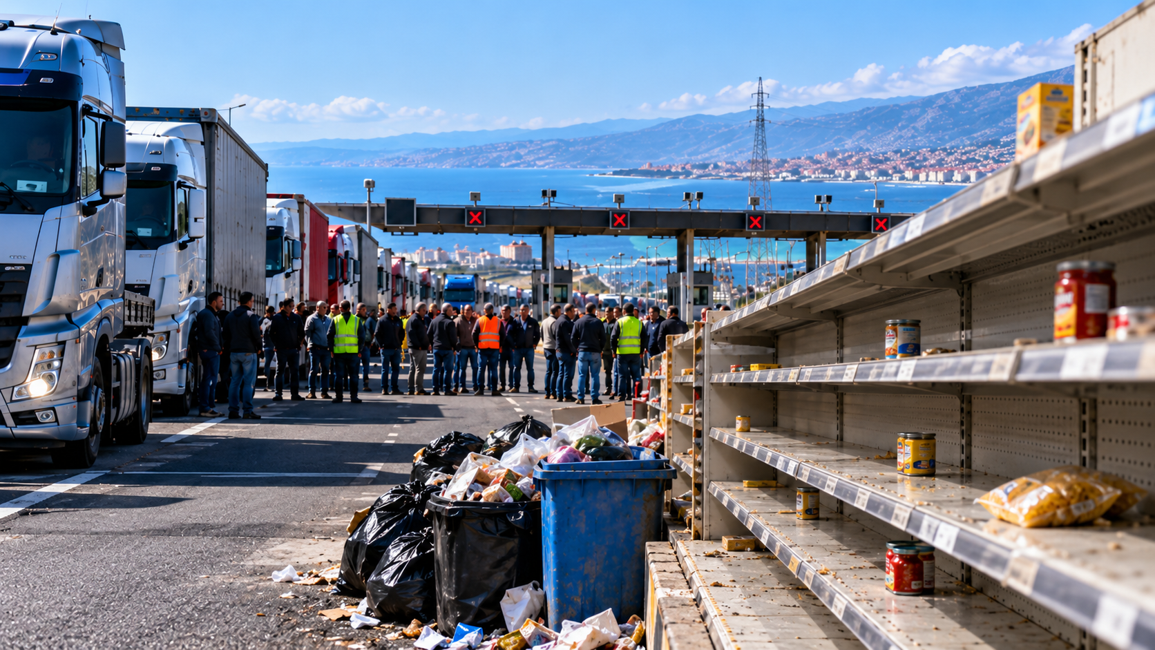 protesta autotrasportatori scaffali supermercati vuoti