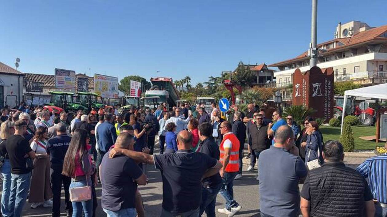 Calabria, esplode la protesta degli agricoltori: 50 trattori in strada, latte ve