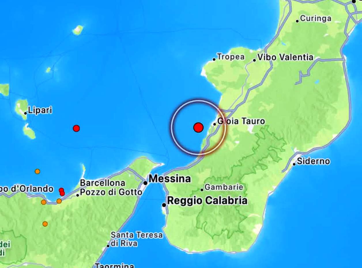 Terremoto a Reggio Calabria, scossa di magnitudo 3.3 nel Tirreno tra Palmi e Gio